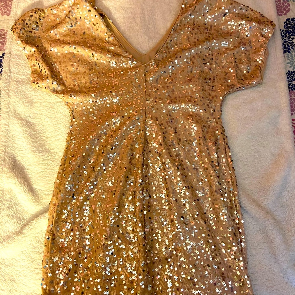 Champagne sequin mini dress